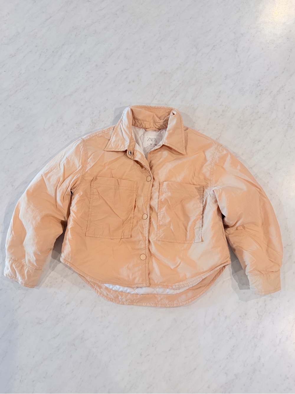 Zara Tan Cropped Boxy Puffer Jacket